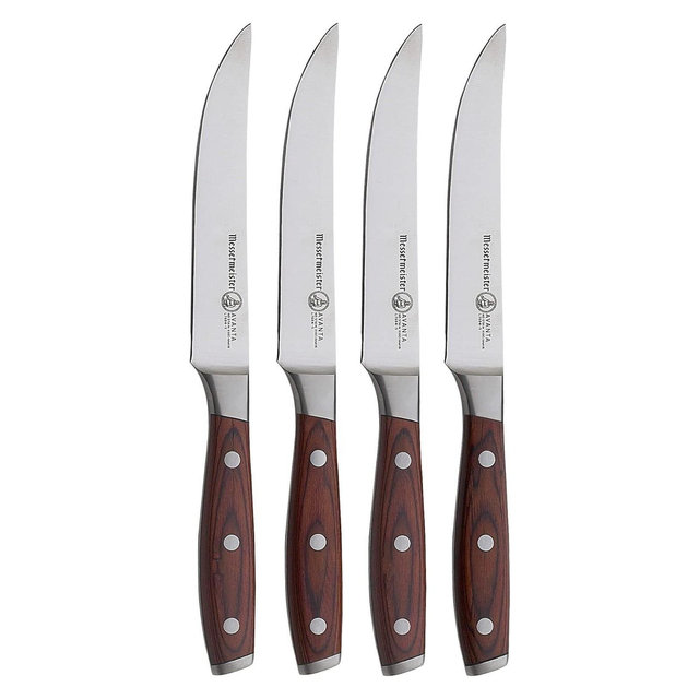 Messermeister Avanta Forged 5” Fine Edge Steak Knife Set - German X50 Stainless Steel - Rust Resistant & Easy to Maintain - Includes 4 Steak Knives