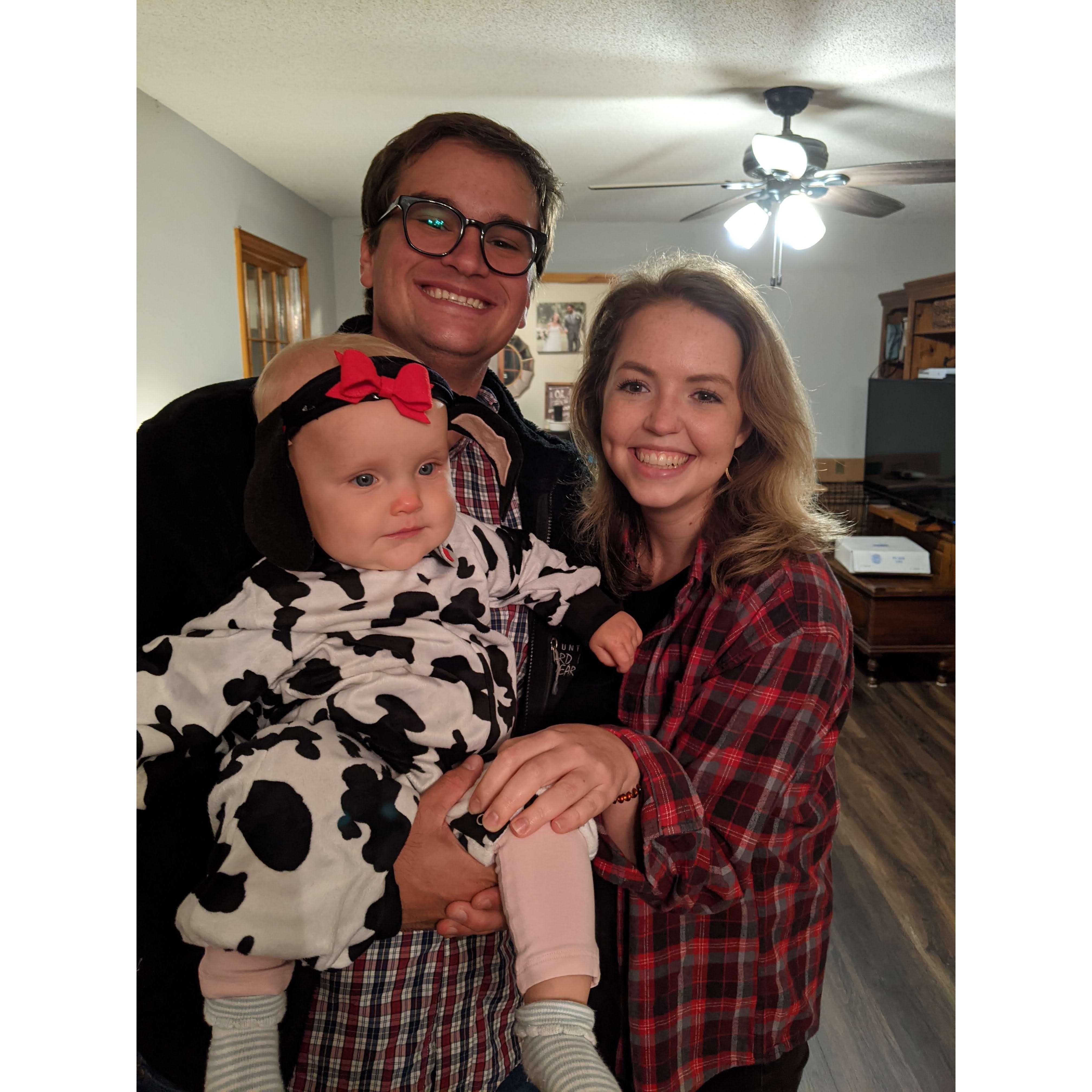 Halloween 2020 with the cutest little Dalmatian puppy, aka Allison's niece Elise.