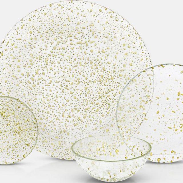 12 Settings - Shabbat Dishes - סדרת צלחות GOLD DROPS