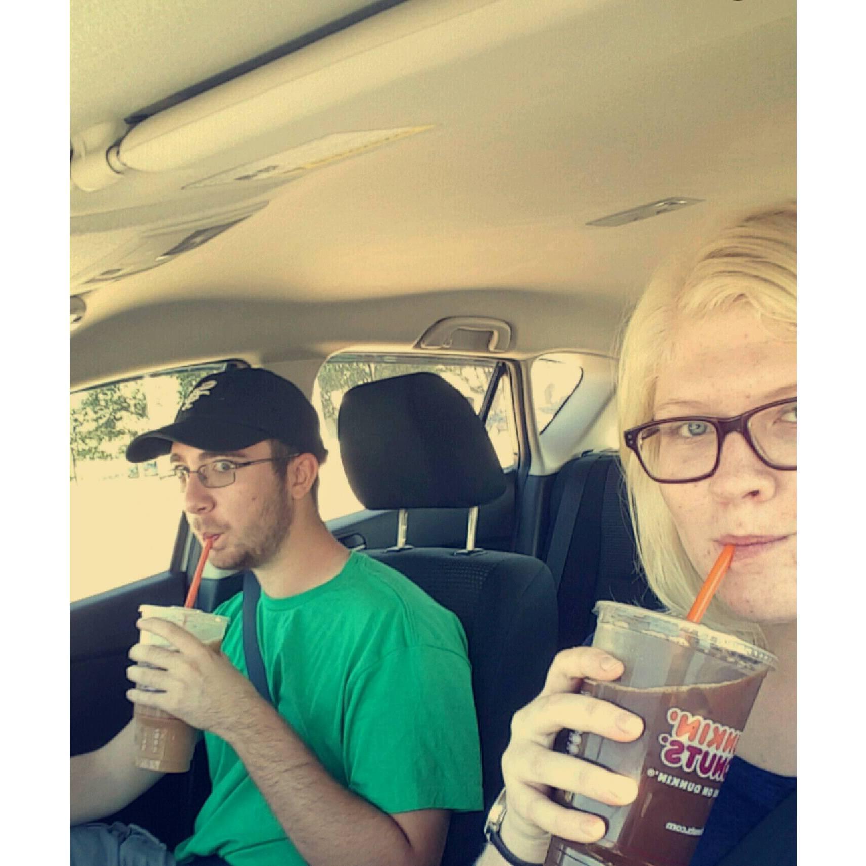 Always taking trips to Dunkin