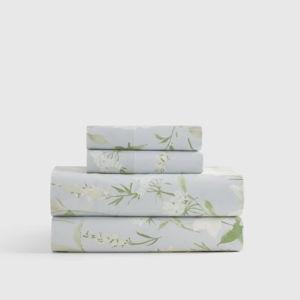 Classic Organic Percale Sheet Set in Blue Garden