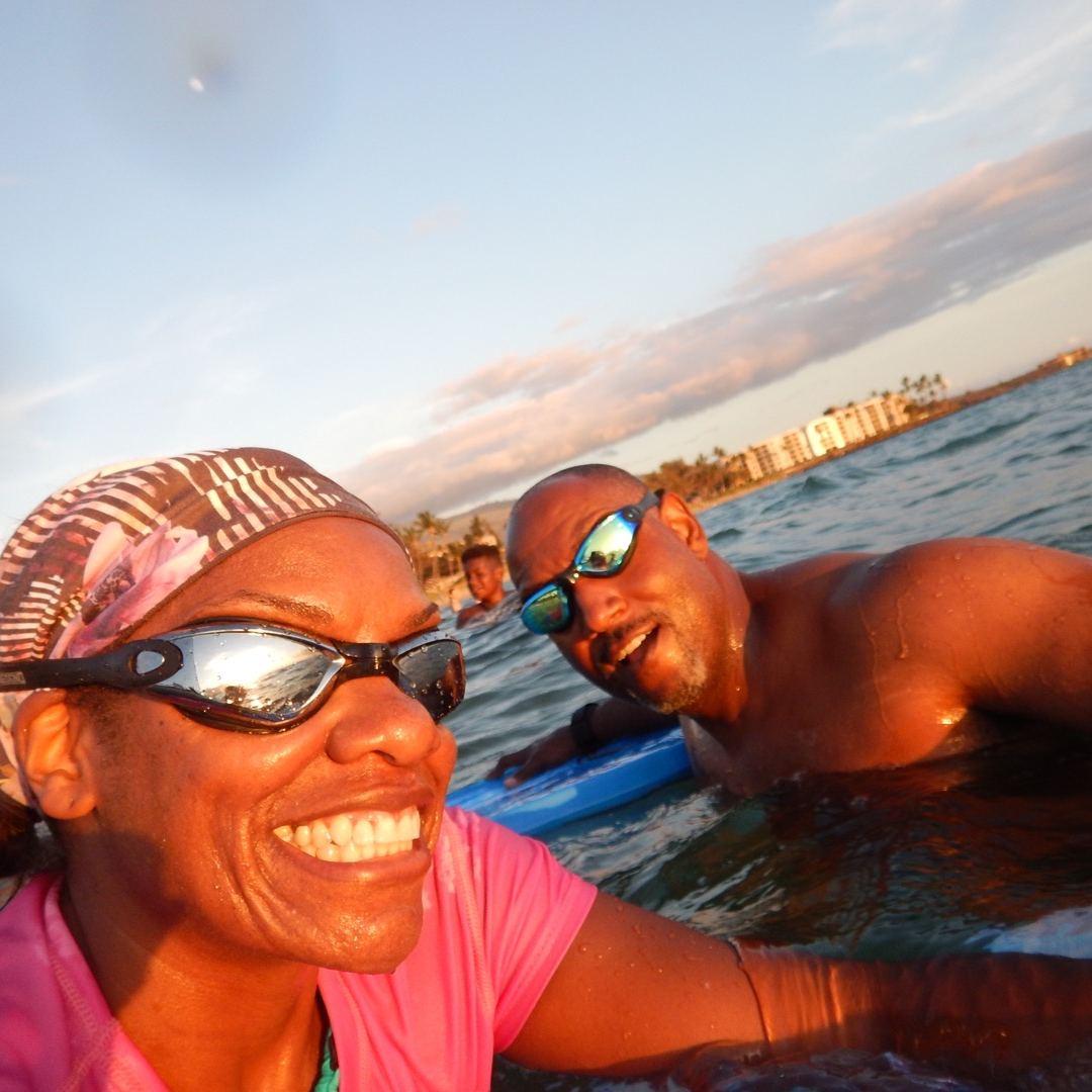 Maui… wading and body boarding at the beach!