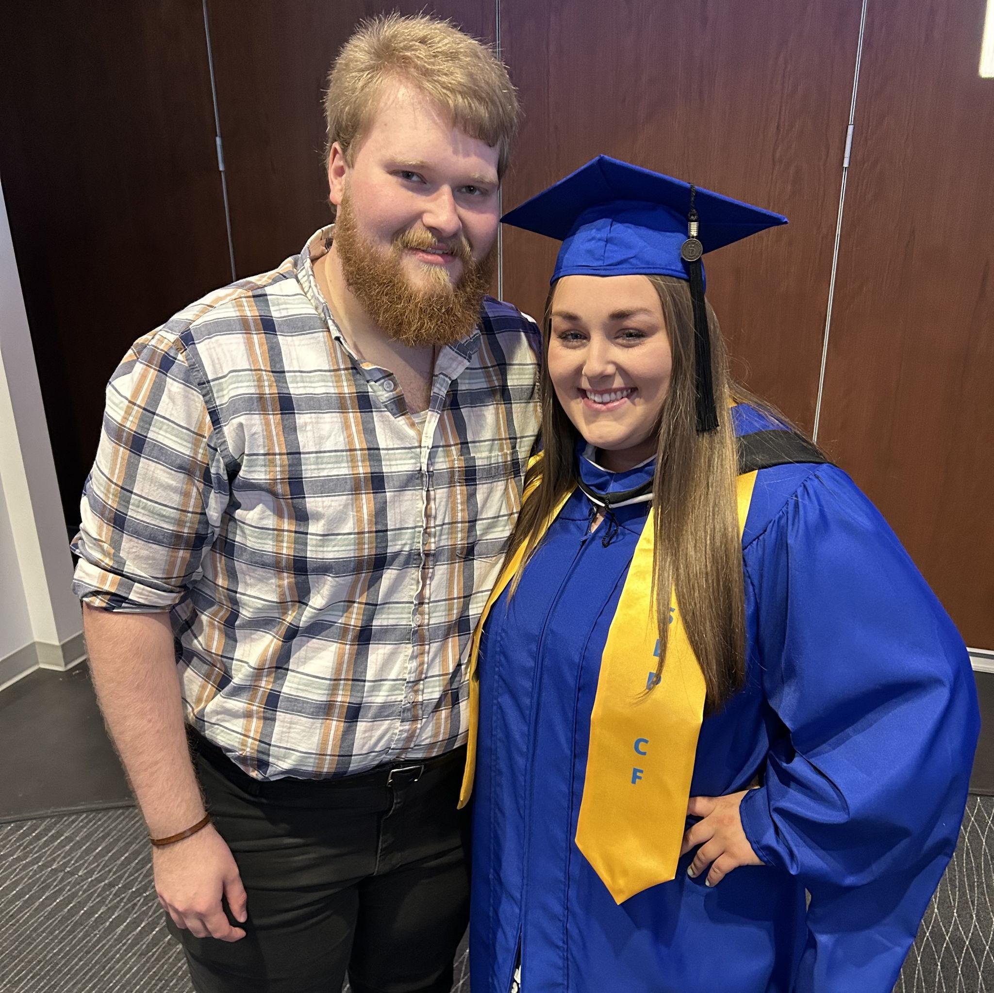 Joe supporting me through the stresses of grad school :)