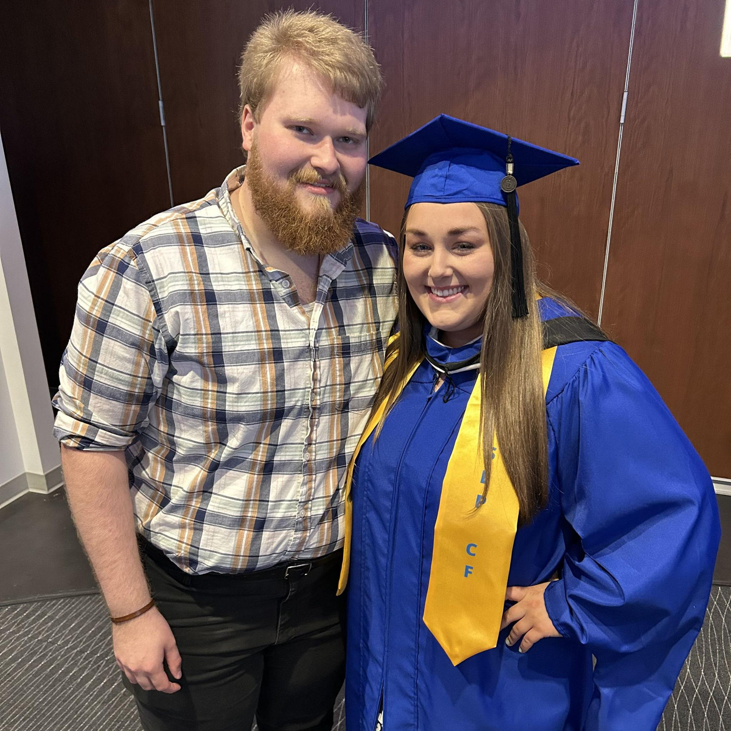 Joe supporting me through the stresses of grad school :)