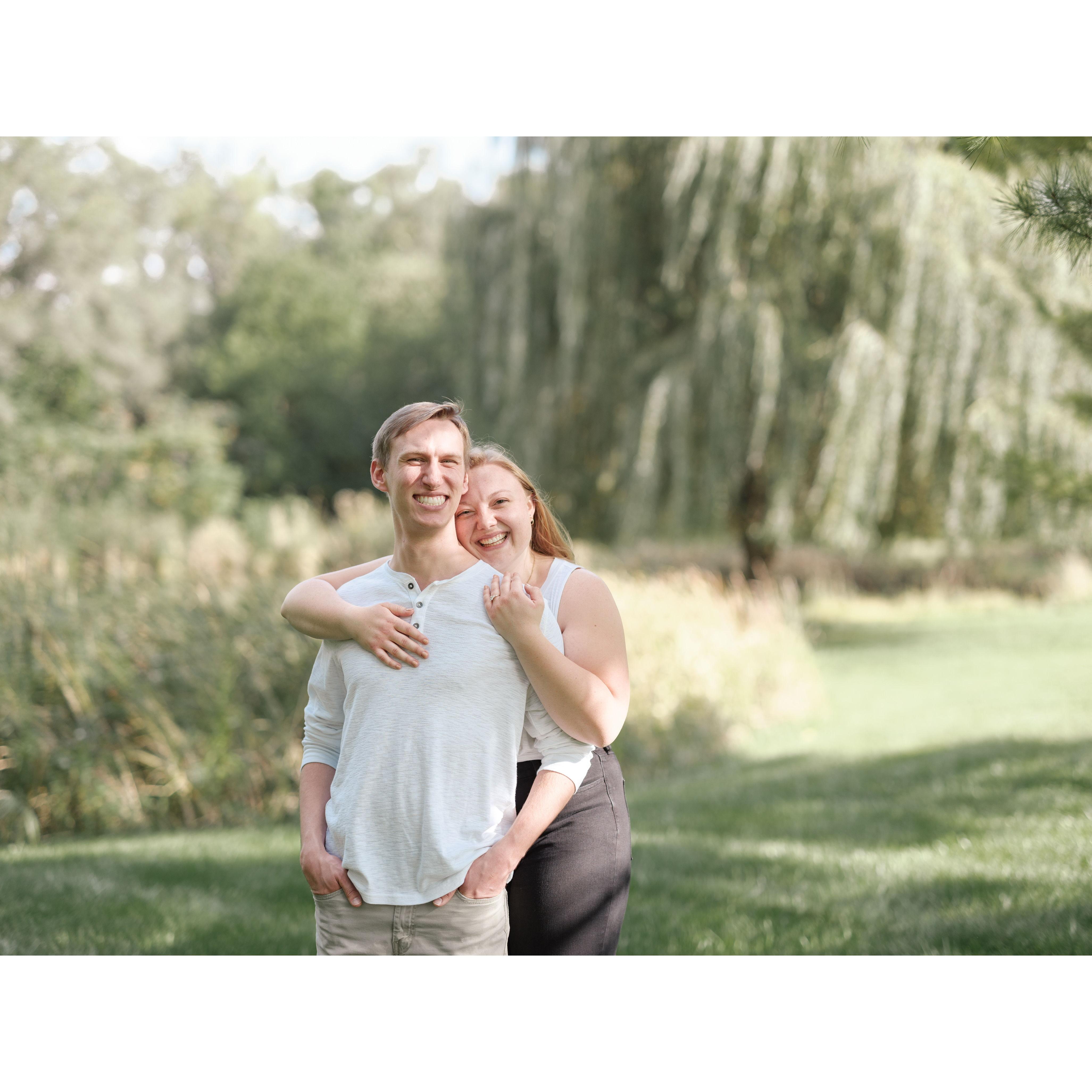 I believe it was at this point that our photographer said, "Ok, Kayla. Gracefully drape your arm around him, but DO NOT choke the groom. We need him for the big day!"