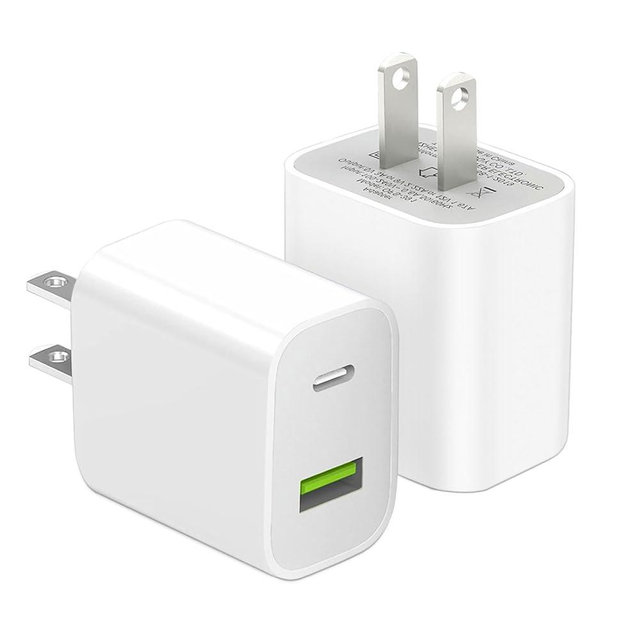 2 Pack USB C Charger Block, Dual Port Type C Wall Charger Fast Charging 20W Power Adapter Cube for iPhone 14/14 Pro/14 Pro Max/14 Plus/13/12/11, XS/XR/X, iPad, Samsung, More