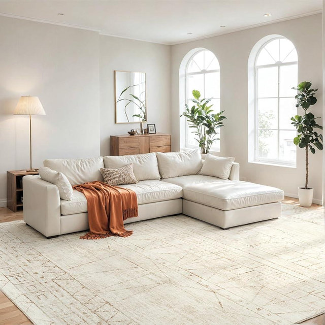 Area Rug Living Room Washable Rugs：8x10 Large Modern Abstract Non-Slip Indoor Thin Low Pile Carpet for Bedroom Dining Office Farmhouse Decor Beige