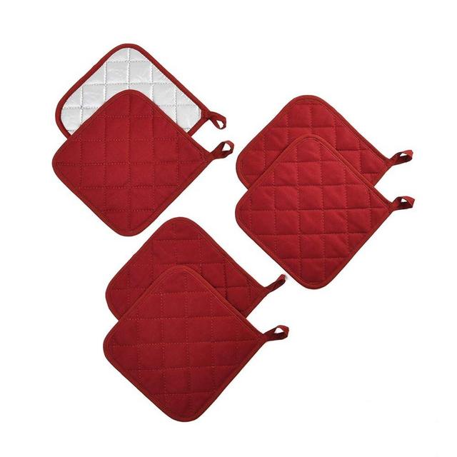 Potholders Set Trivets Kitchen Pot Holders Heat Resistant Pure Cotton Coasters Hot Pads Pot Holders Set of 6 for Everyday Cooking and Baking by 7 x 7 Inch (Wine)