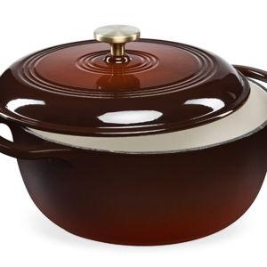 Chocolate Ganache Best Choice Products Enamel Cast-Iron Dutch Oven, 6 Qt & 7.5 Qt – Heavy-Duty Cookware w/ Lid & Dual Handles, Multiple Colors