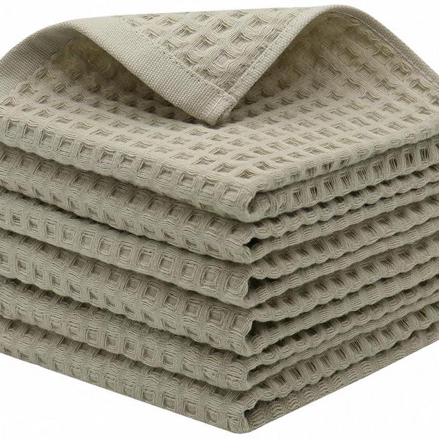 Mia'sDream Cotton Waffle Wash Cloths for Showering Face Body, Premium Qualit Thin Washcloths 6 Pack Face Wash Cloth, Quick Drying Small Hand Towels for Bathroom Wash Rags,13" x 13" (Khaki)