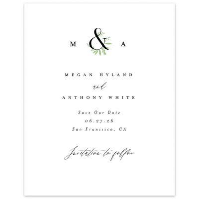 White Greenery Wedding Digital Save the Date - Jackson Portrait