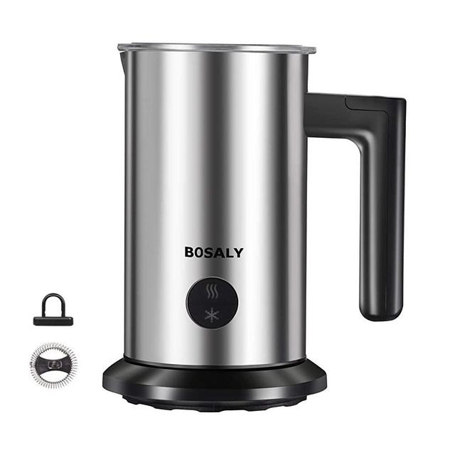 BOSALY Milk frother, Electric Milk Frother, Automatic Hot Cold Milk Maker, Milk Foamer Frother, Milk Steamer Frother Heater for Lattes, Coffee Espresso, Hot Chocolates, Cappuccinos (Silver)