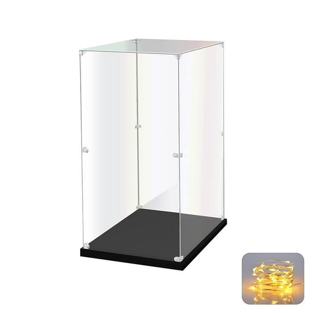 KOLIPI Acrylic Display Case for Collectibles Assemble Clear Acrylic Display Box for Lego Alternative Glass Case for Showcasing Figures Doll Toys Home Storage(10x10x15.7 inch, 25x25x40 cm)