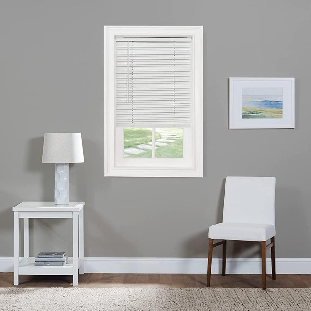 Cordless Light Filtering Mini Blind - 31 Inch Width, 64 Inch Length, 1" Slat Size - Pearl White - Cordless GII Morningstar Horizontal Windows Blinds for Interior by Achim Home Decor