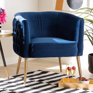 Marcelle Glam and Luxe Upholstered Brushed Finished Accent Chair