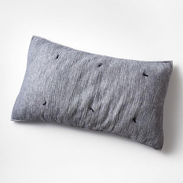 Aire Crinkle Organic Cotton Linen Blend Deep Indigo King Pillow Sham