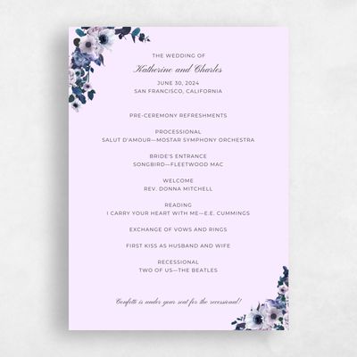 Violet, Purple Wedding Program - Napa