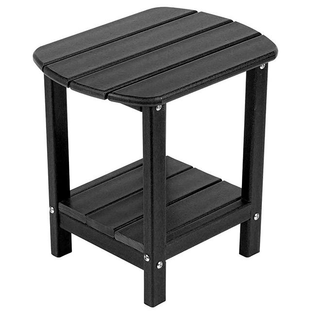 Nalone Adirondack Side Table 16.5" Outdoor Side Table HDPE Plastic Double Adirondack End Table Small Table for Patio (Black)