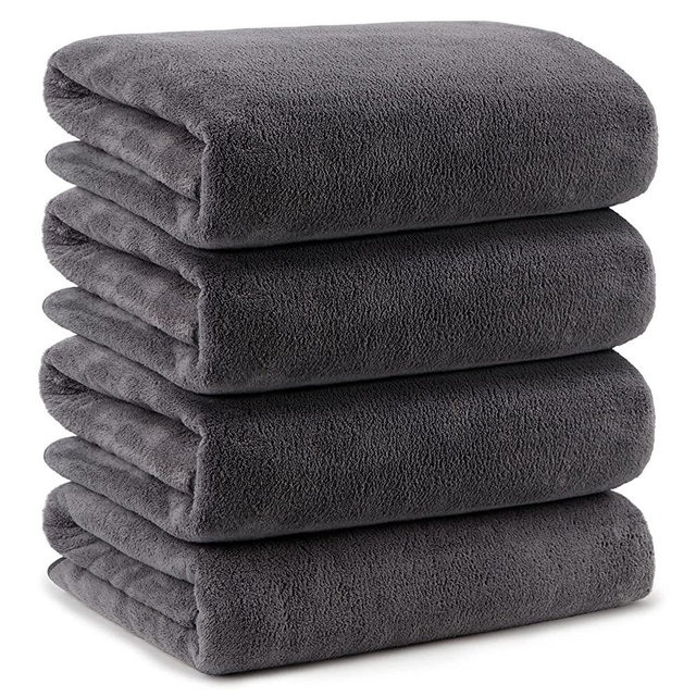 Orighty Bath Towels Set Pack of 4(27’’ x 54’’) - Soft Feel Bath Towel Sets, Highly Absorbent Microfiber Towels for Body, Quick Drying, Microfiber Bath Towels for Sport, Yoga, SPA, Fitness - Grey