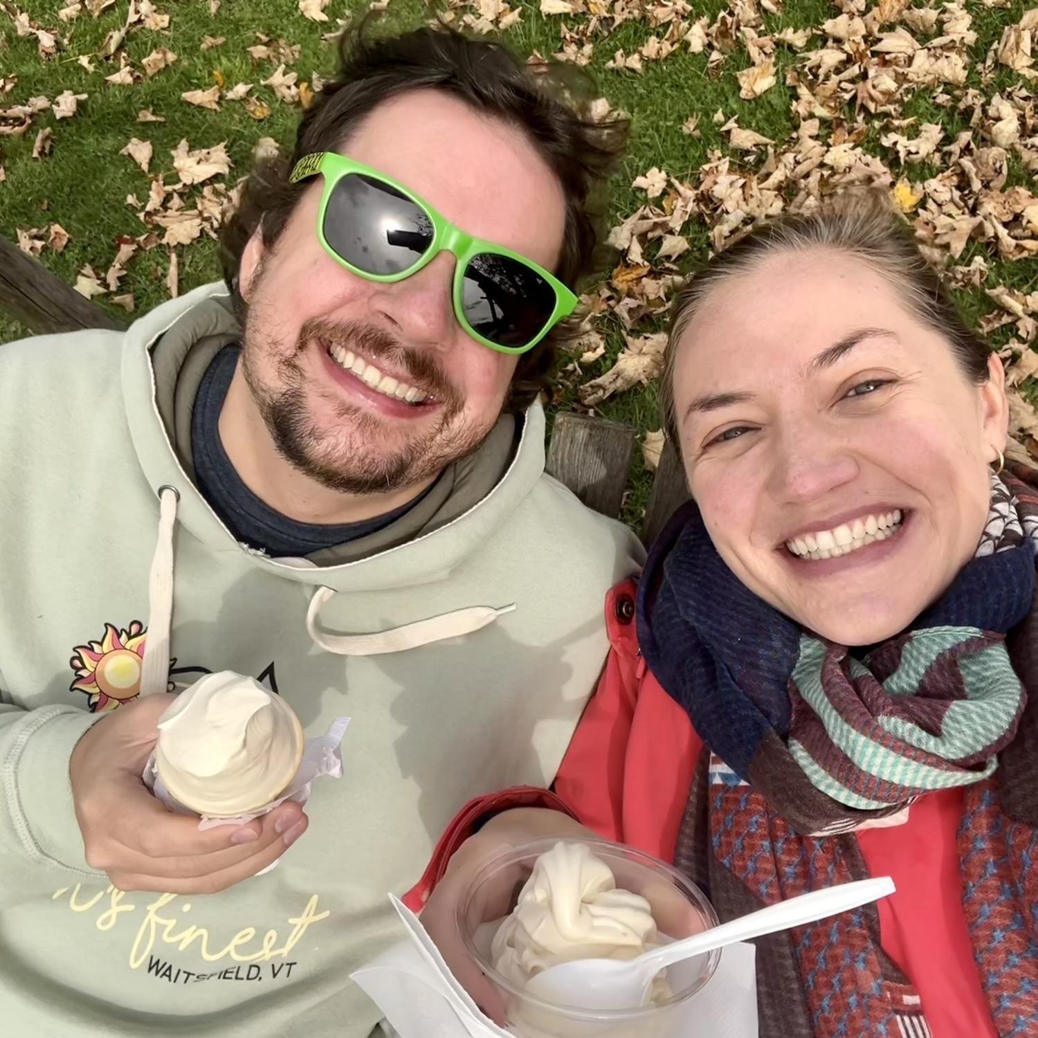 Enjoying maple creemees and the beautiful views at Morse Farm in Montpelier, VT!
