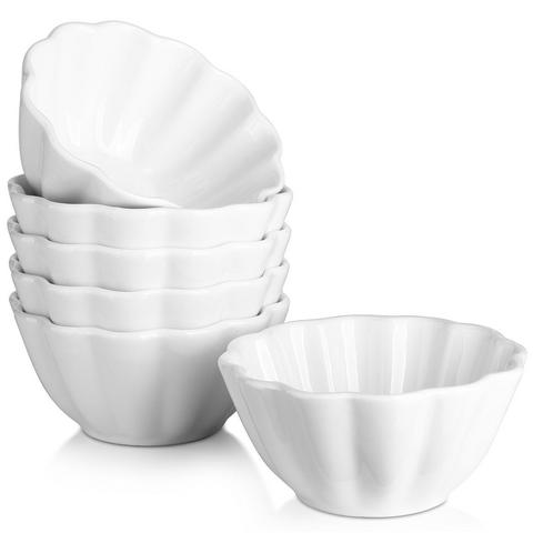 DOWAN 4 oz Porcelain Ramekins, Set of 6, White