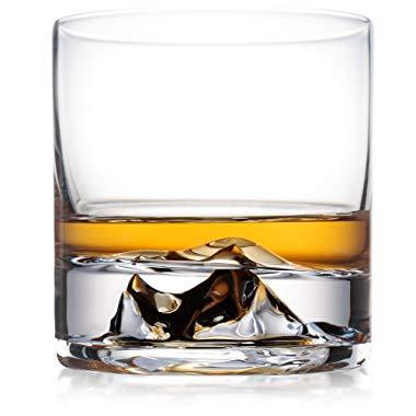 Everest Whiskey Glasses Set of 2, Bourbon Glasses, Scotch Glasses, Ultra Clear Whisky Tumblers, Unique Liquor Glass, Premium Rocks Glass Set