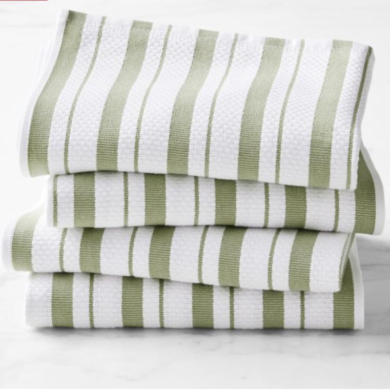 Williams Sonoma Classic Stripe Towels, Set of 4, Sage Green