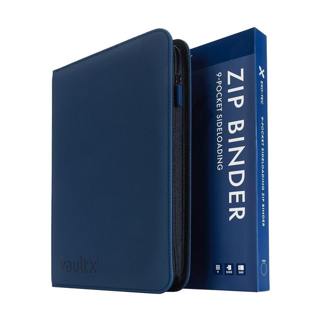 Vault X 9 Pocket Zip Binder, 360 Cards, Exo-Tec Material, 20 Side-Loading Pages (Blue)