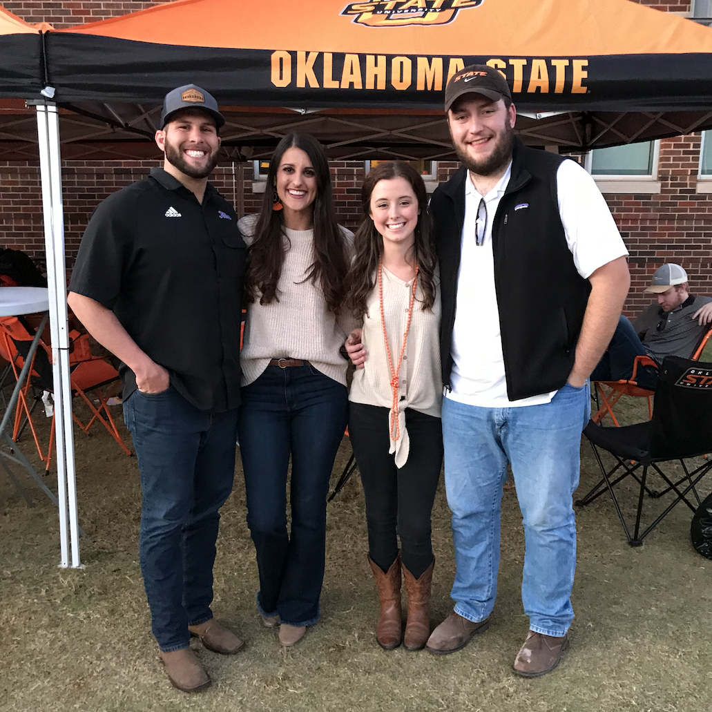 Gerdes' OSU tailgate with Lucas and Kristen, 2019.