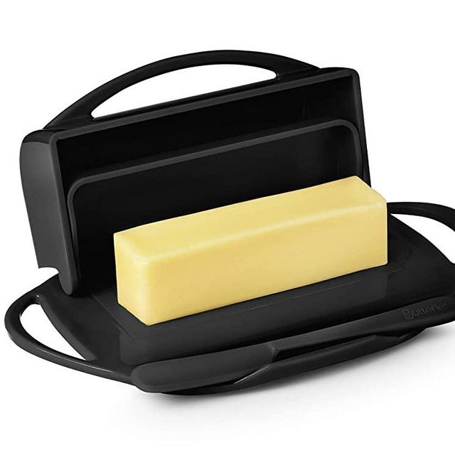 Butterie Flip-Top Butter Dish with Matching Spreader (Black)