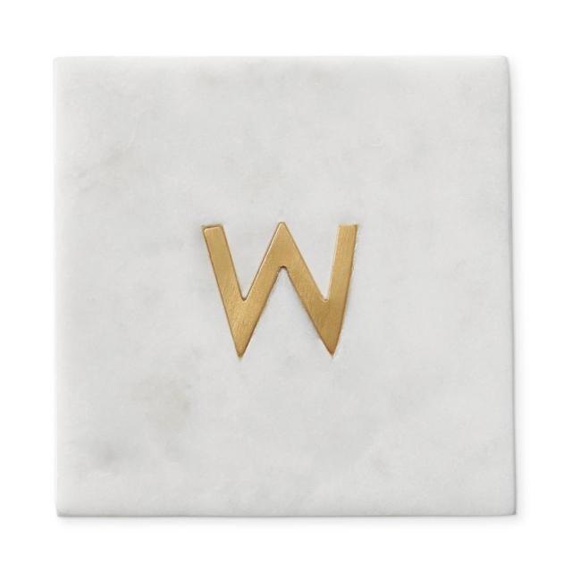 Marble & Brass Monogram Coasters, W