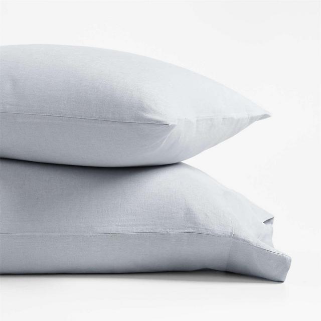 European Flax ®-Certified Linen Mist Blue Standard Pillow Case, Set of 2