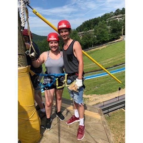 The one and only time Rebecca went zip-lining