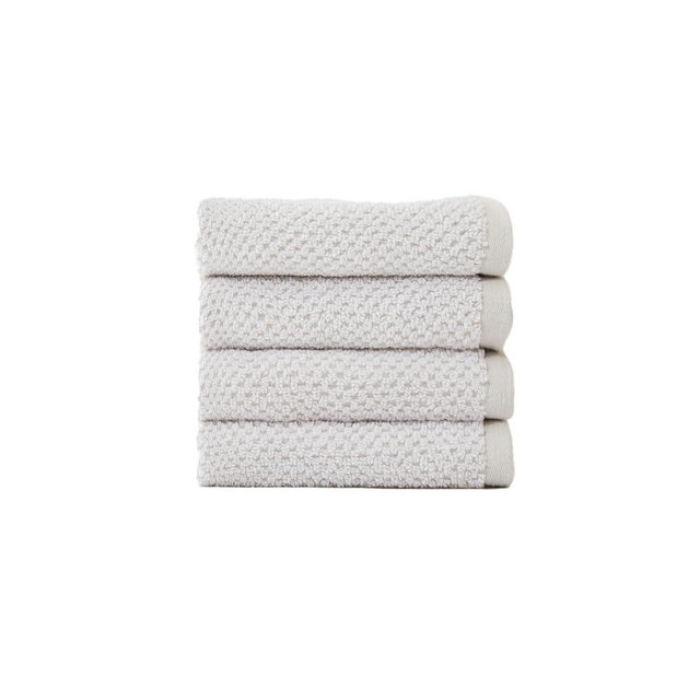 Cozy Earth Nantucket 60% Cotton 40% Viscose from Bamboo Washcloth - 600 GSM Plush & Fast-Drying with Rice Weave Pattern - 4 Pack 20" x 20" Luxury Washcloth - Light Grey