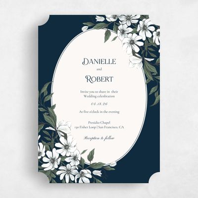 Blue Ticket Wedding Invitation - Melcher Portrait