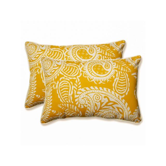 16.5"x24.5" Addie 2pc Outdoor/Indoor Throw Pillows Egg Yolk Yellow - Pillow Perfect