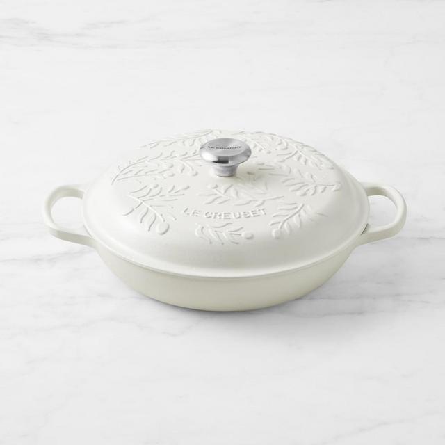 Le Creuset Olive Branch Collection Enameled Cast Iron Braiser, 3 1/2-Qt., Matte White