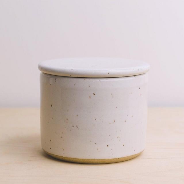 French Butter Keeper - Speckled White Butter Keeper - French Butter Dish - Ceramic Butter Dish - Butter Crock - Butter Dish - Pottery Dish