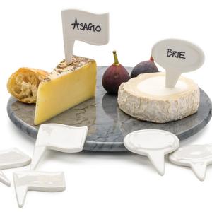 RSVP White Porcelain Cheese Markers, Oval, Set of 6