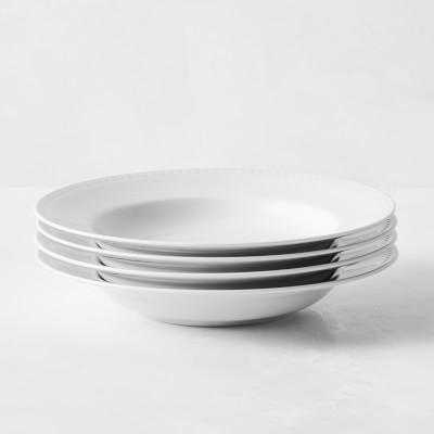 Apilco Beaded Hemstitch Porcelain Soup Plates, Set of 4