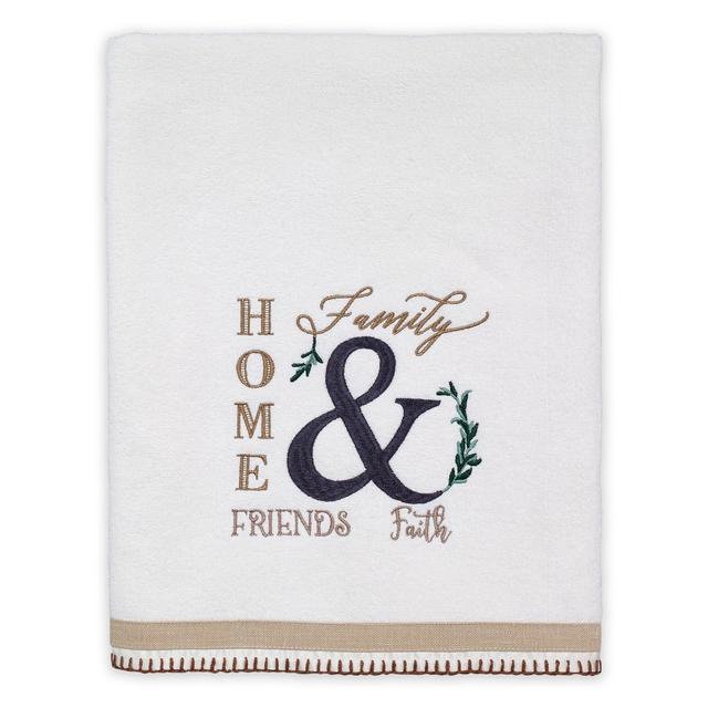 Avanti Modern Farmhouse Bath Towel in White
