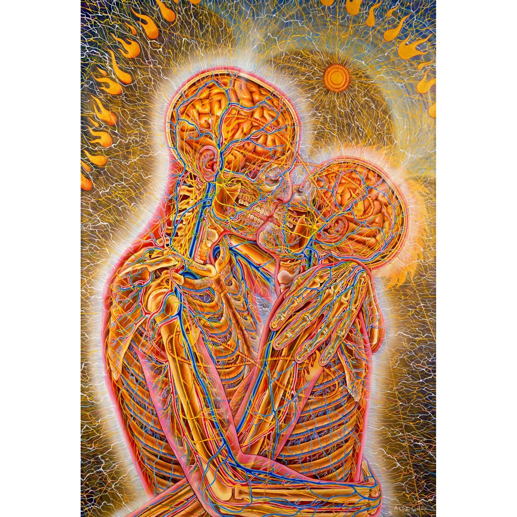 This is the one picture we have in our living room, by Alex Grey (the artist whose museum we got engaged at).