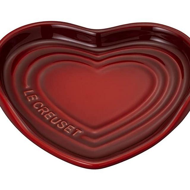 Le Creuset Cerise Stoneware Heart Shaped Spoon Rest, 5.25"