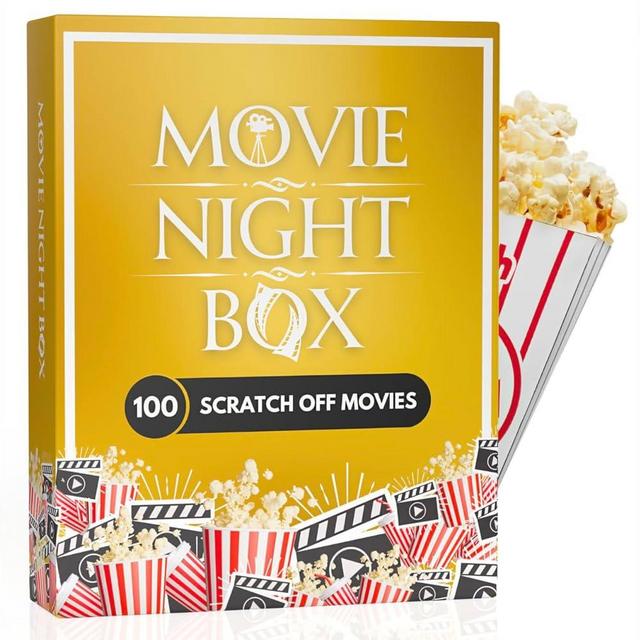 Movie Night Box: Top 100 Scratch-Off Movies & Hidden Gems - Cinematic Fun for All Ages - Perfect Entertainment for Couples, Family, or Solo Enjoyment - Gifts for Movie Lovers, Him, Her
