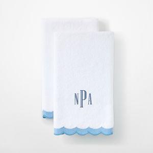 Scalloped Hand Towel, Set of 2, with Monogram