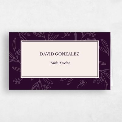 Eggplant, Purple Wedding Place Card - Norcross