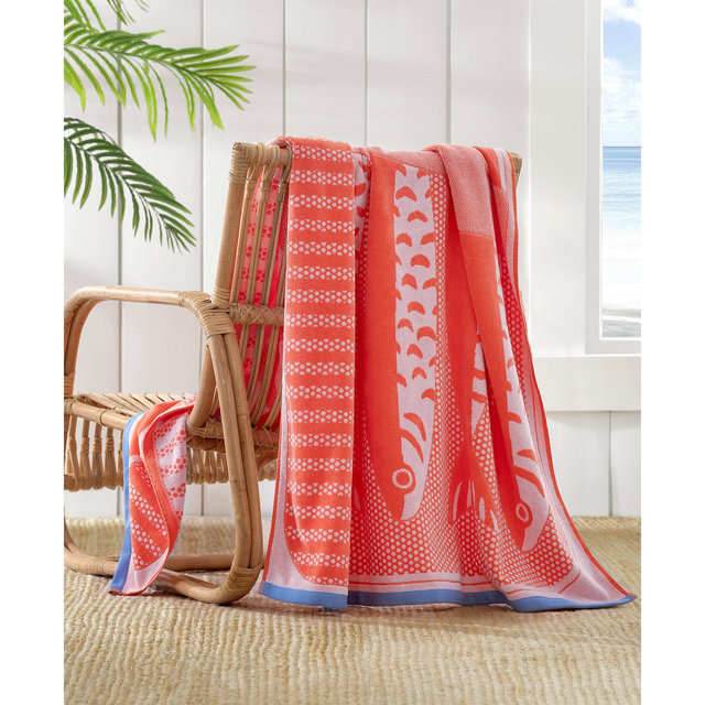 The Beach House Cotton Sardine Jacquard Beach Reversible Towel, 40" x 70"