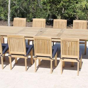 Outdoor Dining Table, Chairs, and Umbrellas