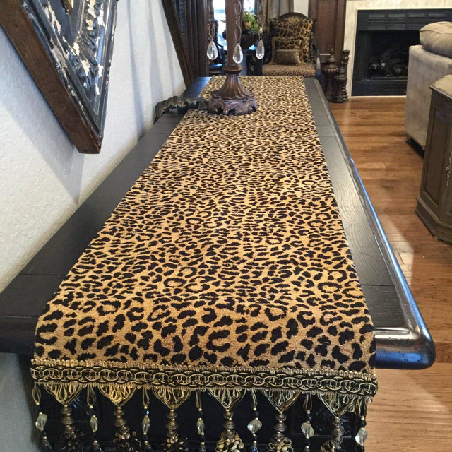 Stunning Leopard Animal Print Table Runner, Traditional and Farmhouse Style, Custom Handmade Designs