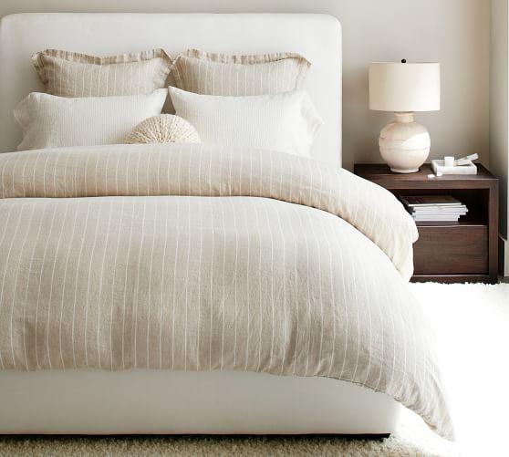 Belgian Flax Linen Striped King Duvet Cover